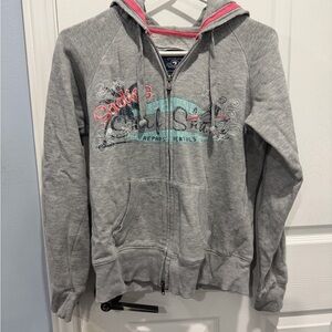 Gray Women's Hoodie with Pink Accents